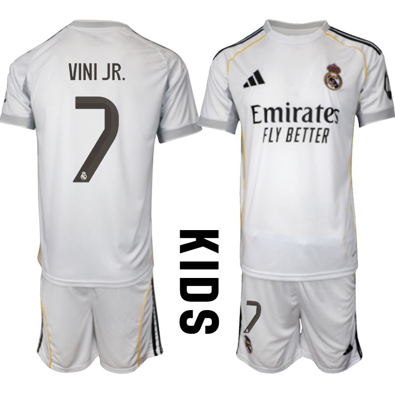 Youth 2025-2026 Club Real Madrid home white #7 Soccer Jerseys  01->youth soccer jersey->Youth Jersey